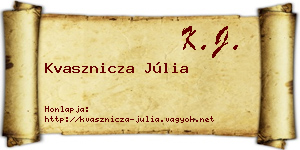 Kvasznicza Júlia névjegykártya