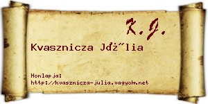 Kvasznicza Júlia névjegykártya